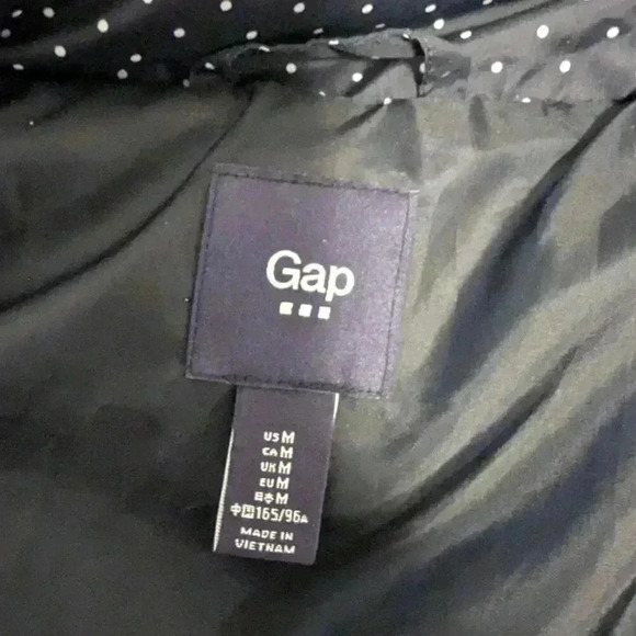 Gap Navy with White Polkadot Puffer Vest, Size M - Picture 7 of 7